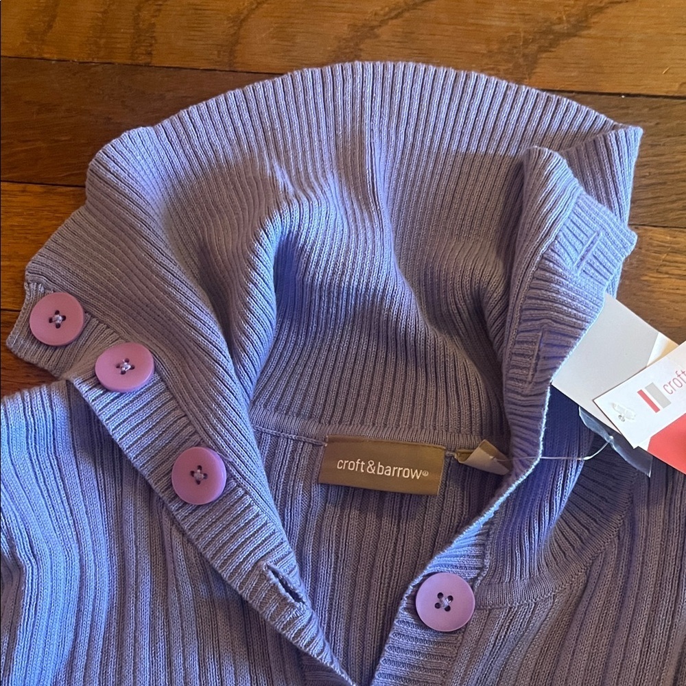 croft & barrow Lilac Ribbed Button Cardigan BNWT - Picture 2 of 4